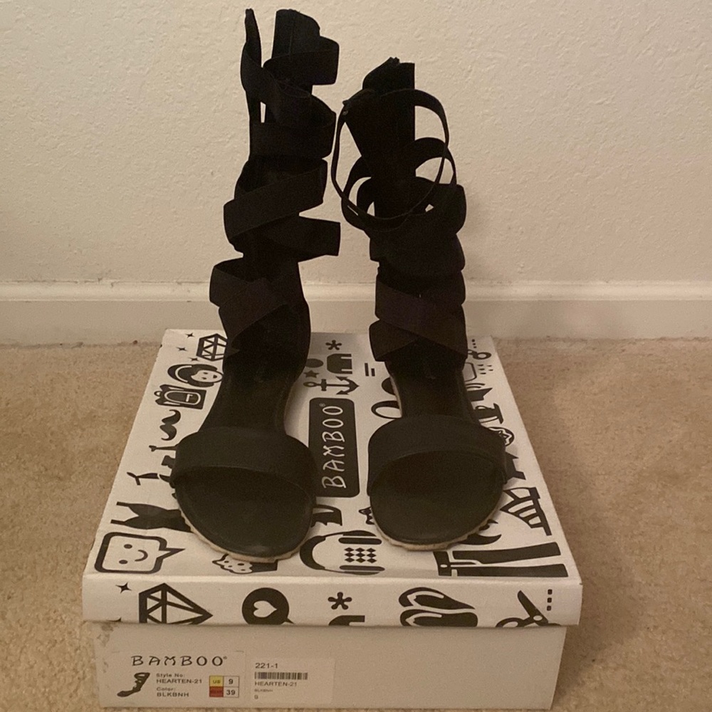 Bamboo Black Gladiator Sandals